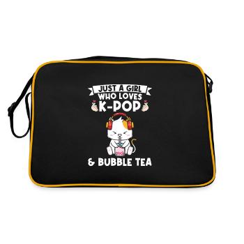 Blase Tee kpop Blase Tee Katze Katze Lover Geschen - Retro Tasche - Schwarz/Gold - Hinten