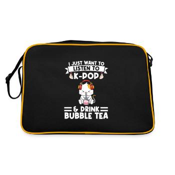 Blase Tee kpop Blase Tee Katze Katze Lover Geschen - Retro Tasche - Schwarz/Gold - Hinten