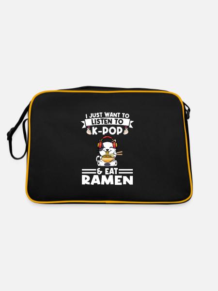 Ramen Merch Ramen kpop Katze Katze Lover Geschenk - Retro Tasche - Schwarz/Gold - Hinten