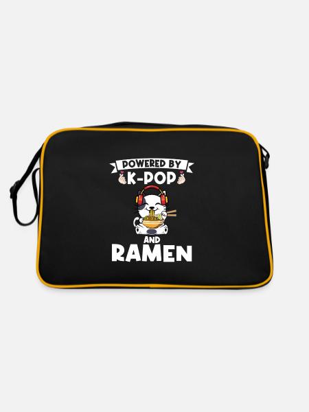 Ramen Merch Ramen kpop Katze Katze Lover Geschenk - Retro Tasche - Schwarz/Gold - Hinten