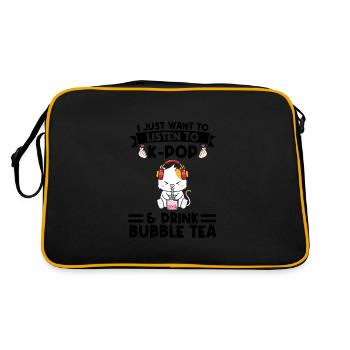 Blase Tee kpop Blase Tee Katze Katze Lover Geschen - Retro Tasche - Schwarz/Gold - Hinten