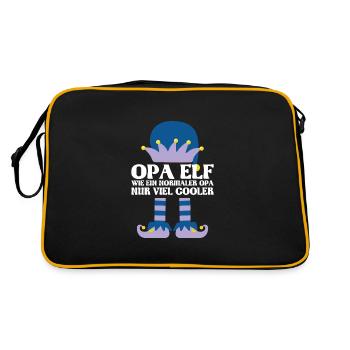 Opa Elf Opas Geschenk - Retro Tasche - Schwarz/Gold - Hinten