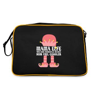 Mutter Elfe Mama Elf Geschenk - Retro Tasche - Schwarz/Gold - Hinten