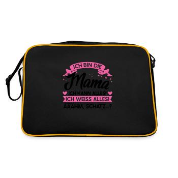 Mutter Familie Mütter Geschenk - Retro Tasche - Schwarz/Gold - Hinten
