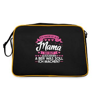 Mutter Familie Mütter Geschenk - Retro Tasche - Schwarz/Gold - Hinten