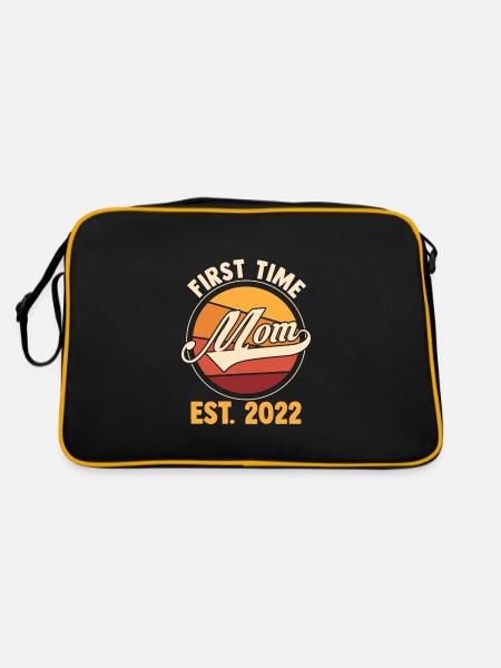 Mama Retro Mutter Geschenk - Retro Tasche - Schwarz/Gold - Hinten