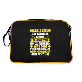 Installateur Beruf Wasserinstallateur Geschenk - Retro Tasche - Schwarz/Gold - Hinten