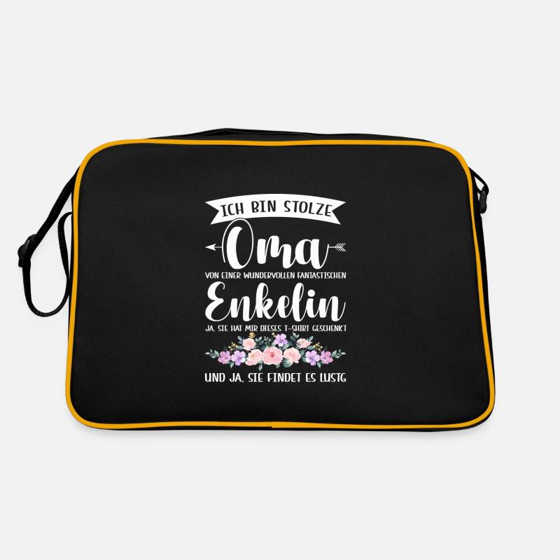Oma & Enkelin Familie Großmutter Geschenk - Retro Tasche - Schwarz/Gold