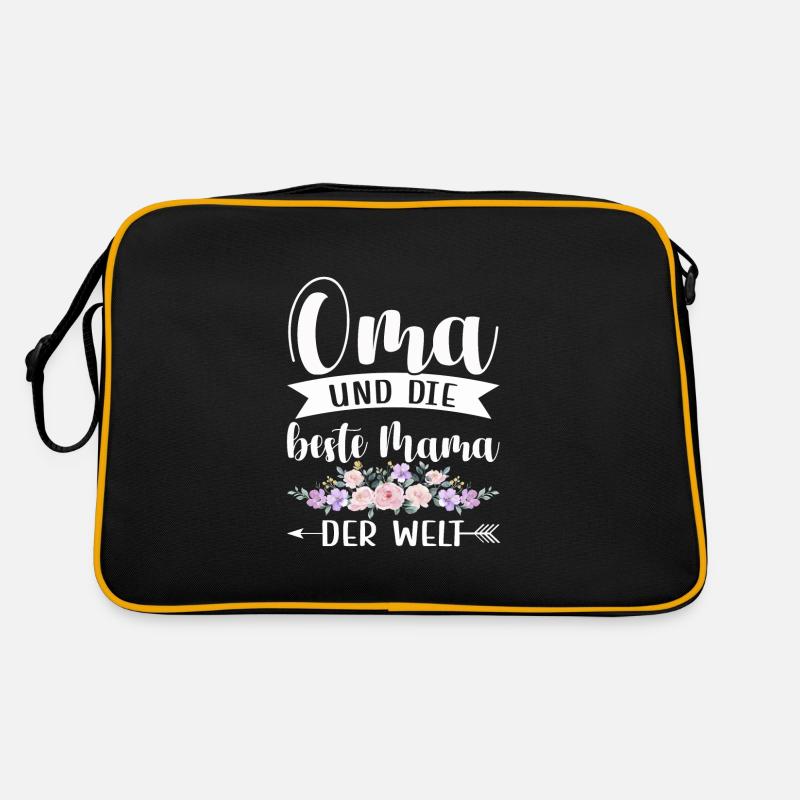 Oma & Mama Familie Mutter Geschenk - Retro Tasche - Schwarz/Gold