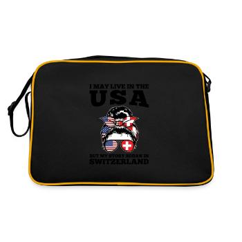 Schweizer Schweizer Schweiz Geschenk - Retro Tasche - Schwarz/Gold - Hinten