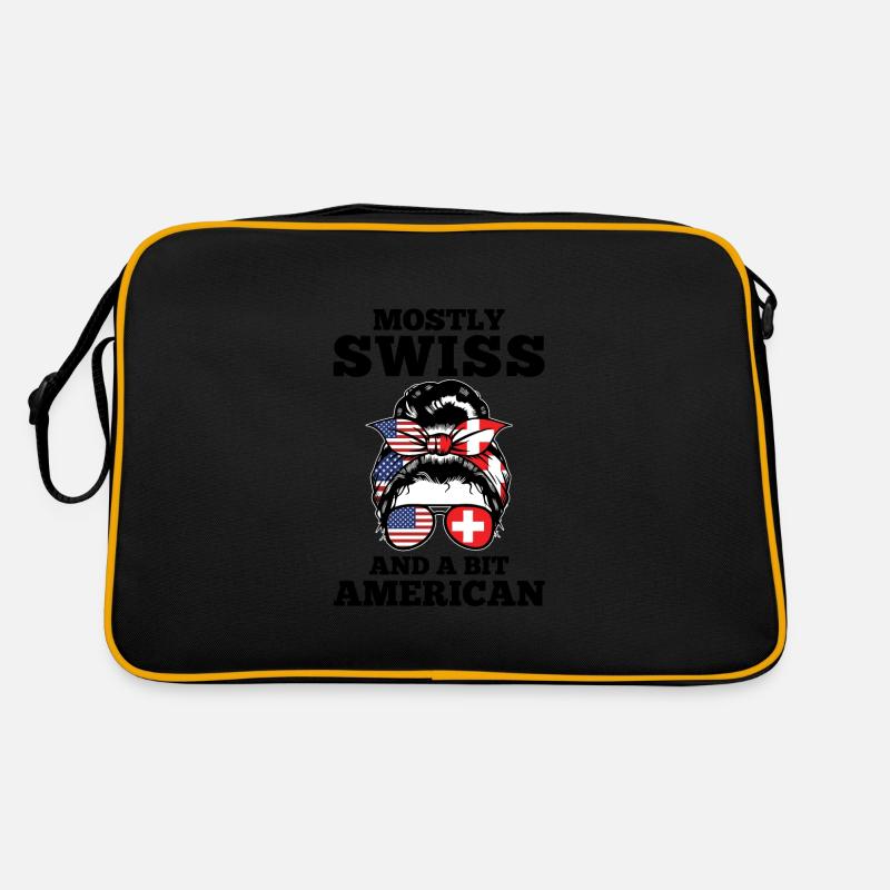 Schweizer Schweizer Schweiz Geschenk - Retro Tasche - Schwarz/Gold