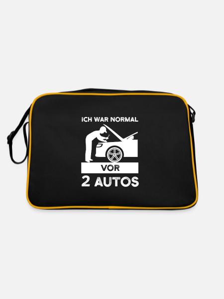 Auto Garage Autoliebhaber Geschenk - Retro Tasche - Schwarz/Gold - Hinten
