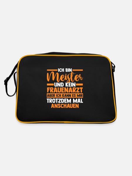Meister Handwerker Meister Prüfung Geschenk - Retro Tasche - Schwarz/Gold - Hinten