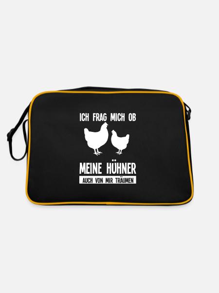 Hühner Züchter Hahn Geschenk - Retro Tasche - Schwarz/Gold - Hinten