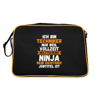Techniker Beruf Beruf Geschenk - Retro Tasche - Schwarz/Gold - Hinten