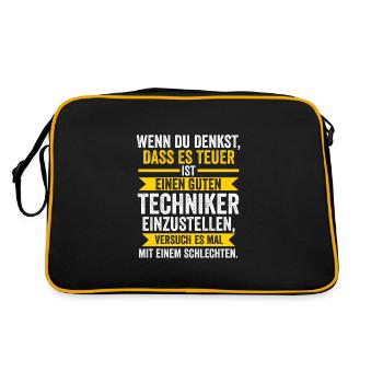 Techniker Beruf Beruf Geschenk - Retro Tasche - Schwarz/Gold - Hinten