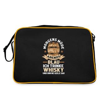 Whisky Alkohol Whiskyliebhaber Geschenk - Retro Tasche - Schwarz/Gold - Hinten