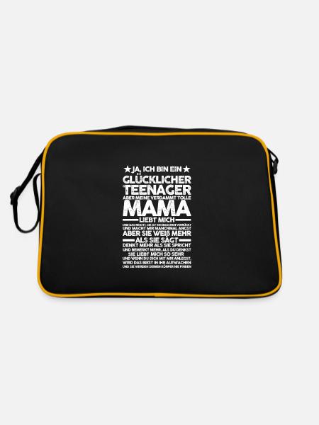 Teenager & Mutter Familie Jugendliche Geschenk - Retro Tasche - Schwarz/Gold - Hinten