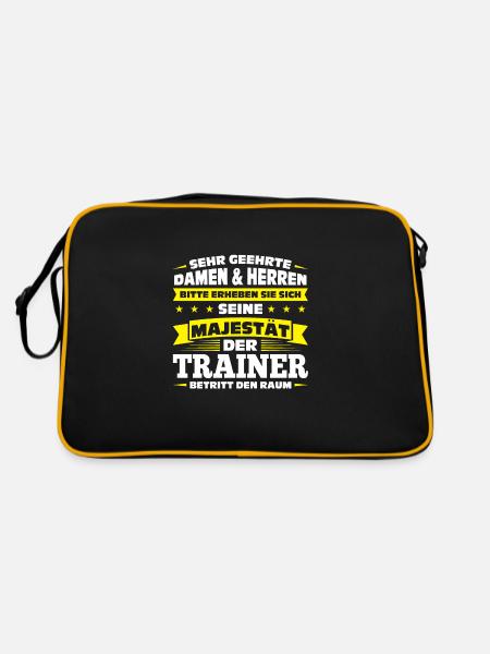 Trainer Sport Sporttrainer Geschenk - Retro Tasche - Schwarz/Gold - Hinten