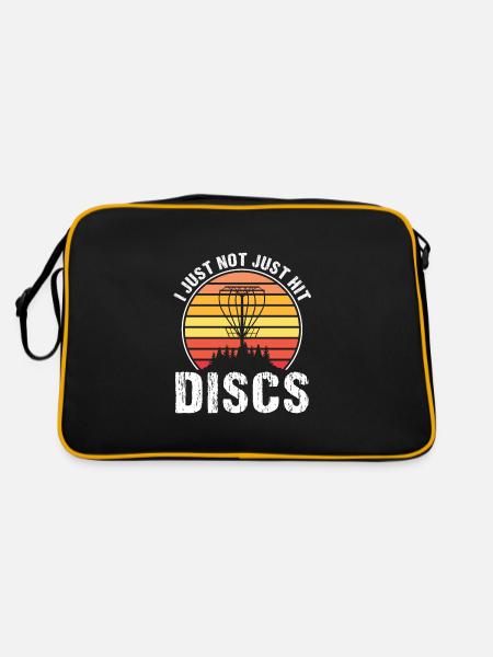 Discgolfer Discgolf Discgolfing Geschenk - Retro Tasche - Schwarz/Gold - Hinten