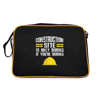 Baustelle Bauherr Geschenk - Retro Tasche - Schwarz/Gold - Hinten