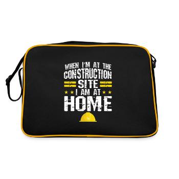Baustelle Bauherr Geschenk - Retro Tasche - Schwarz/Gold - Hinten