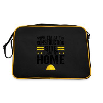 Baustelle Bauherr Geschenk - Retro Tasche - Schwarz/Gold - Hinten