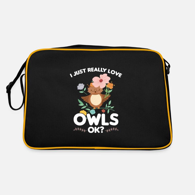 Eule Vogel Eulen Geschenk - Retro Tasche - Schwarz/Gold