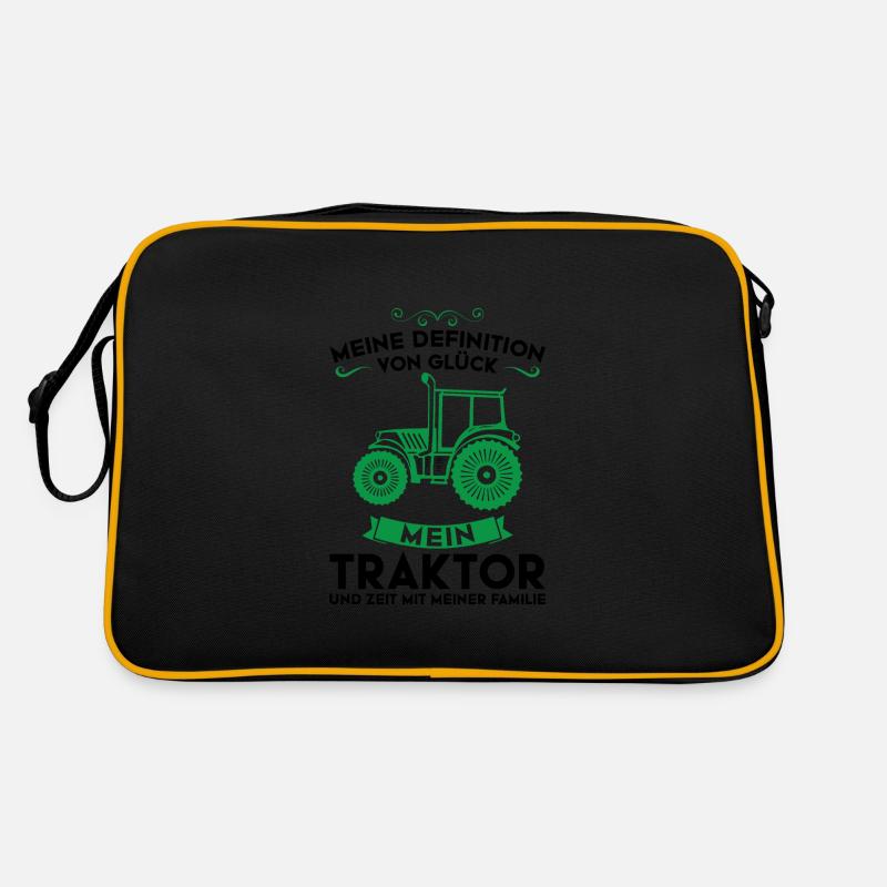 Traktor Trecker Trecker-Fahrer Geschenk - Retro Tasche - Schwarz/Gold