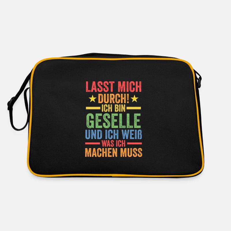 Geselle Prüfung Gesellenbrief Geschenk - Retro Tasche - Schwarz/Gold