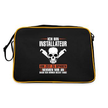 Installateur Beruf Klempner Geschenk - Retro Tasche - Schwarz/Gold - Hinten