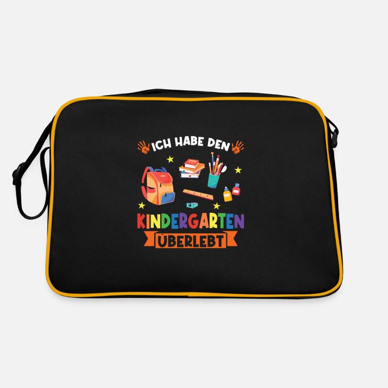 Kindergarten Abschluss Kindergartenkind Geschenk - Retro Tasche - Schwarz/Gold