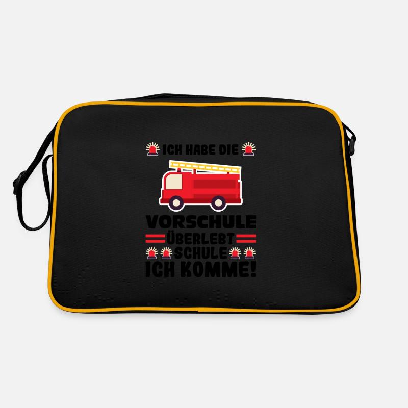 Vorschule Feuerwehr Vorschulkind Geschenk - Retro Tasche - Schwarz/Gold