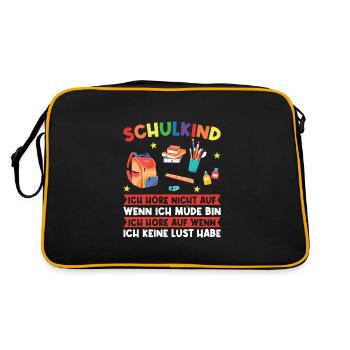 Schulkind Einschulung Schulbeginn Geschenk - Retro Tasche - Schwarz/Gold - Hinten