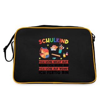 Schulkind Einschulung Schulkinder Geschenk - Retro Tasche - Schwarz/Gold - Hinten