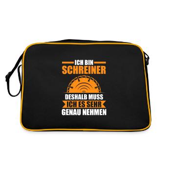Schreiner Beruf Schreinerei Geschenk - Retro Tasche - Schwarz/Gold - Hinten