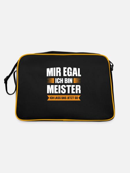 Meister Prüfung Meisterprüfung Geschenk - Retro Tasche - Schwarz/Gold - Hinten