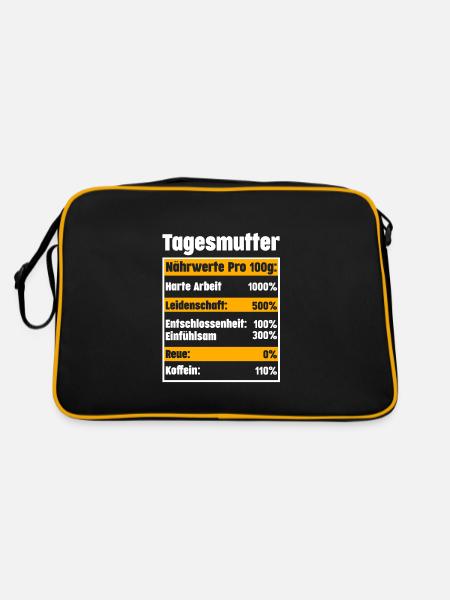 Tagesmutter Beruf Tagesmütter Geschenk - Retro Tasche - Schwarz/Gold - Hinten