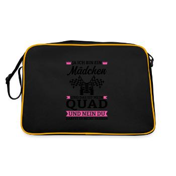 Quad Mädchen Quadfahrer Geschenk - Retro Tasche - Schwarz/Gold - Hinten