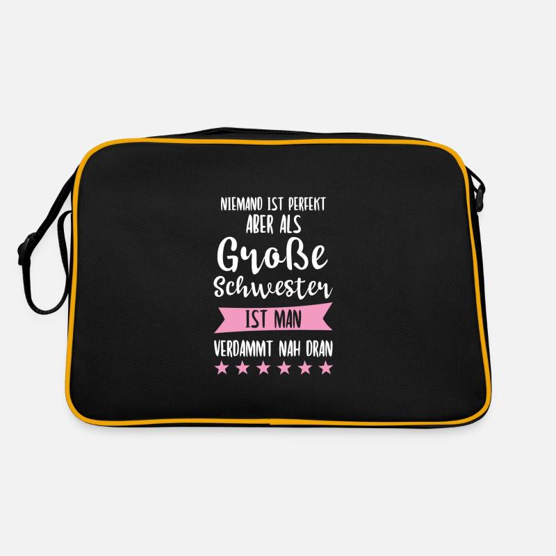 Große Schwester Familie Grosse Schwester Geschenk Retro Tasche