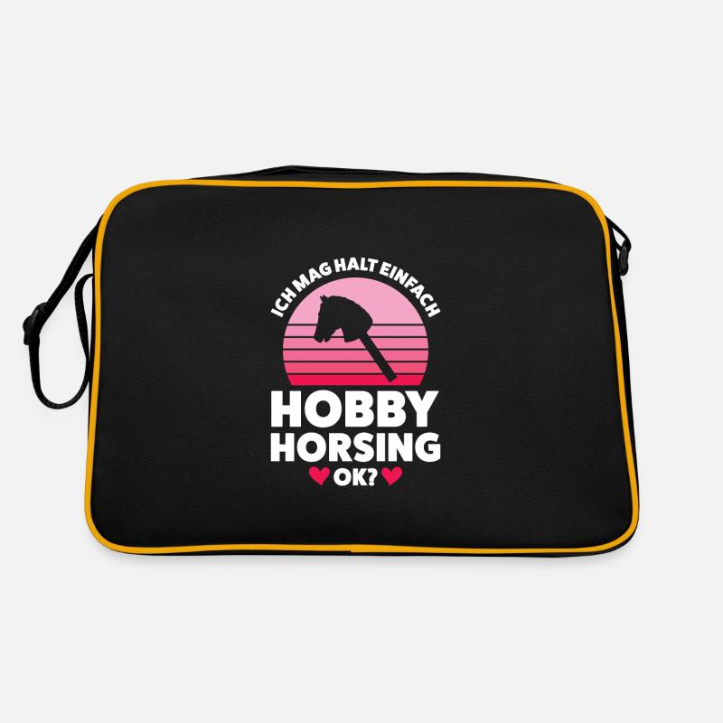 Hobby Horsing Pferd Steckenpferde Geschenk - Retro Tasche - Schwarz/Gold
