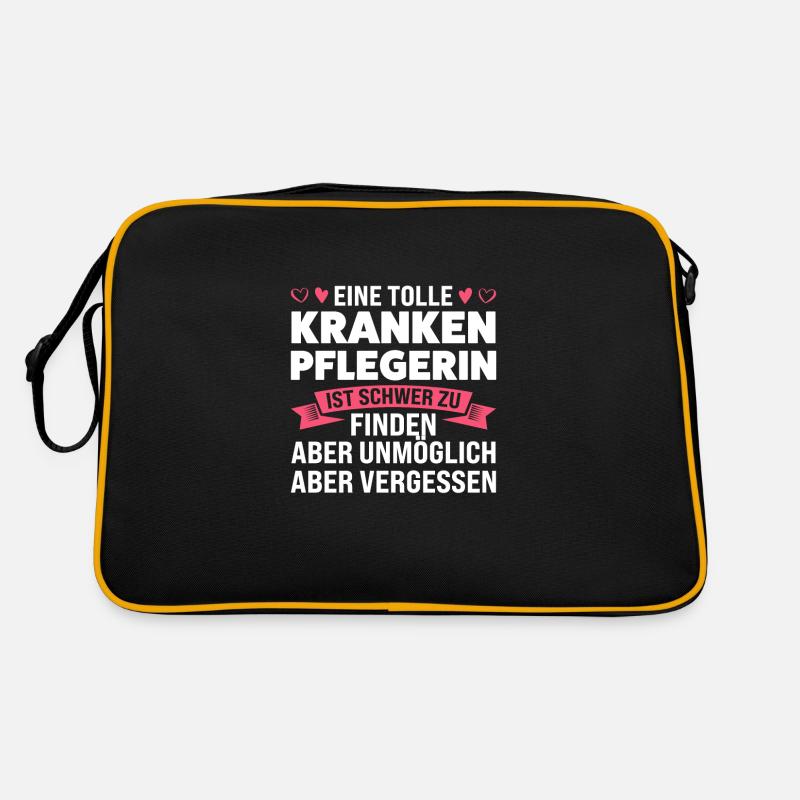 Krankenpflegerin Beruf Krankenschwester Geschenk - Retro Tasche - Schwarz/Gold
