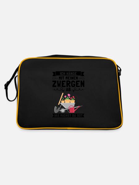 Garten Pflanze Gartenliebhaber Geschenk - Retro Tasche - Schwarz/Gold - Hinten