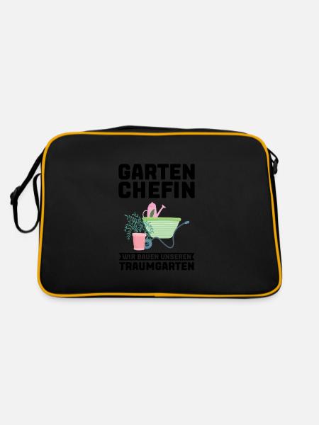 Garten Pflanze Gartenliebhaber Geschenk - Retro Tasche - Schwarz/Gold - Hinten