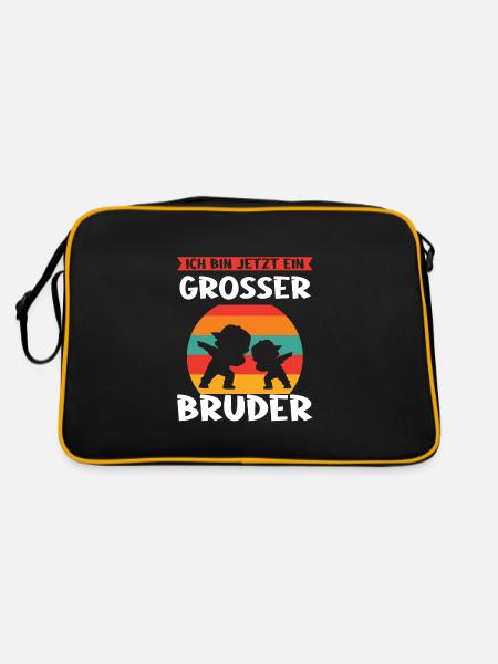 Großer Bruder Dabbing Grosser Bruder Geschenk - Retro Tasche - Schwarz/Gold - Hinten