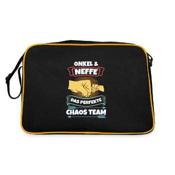 Patenonkel Familie Taufpate Geschenk - Retro Tasche - Schwarz/Gold - Hinten
