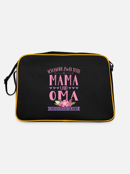 Grossmutter Oma Omas Geschenk - Retro Tasche - Schwarz/Gold - Hinten