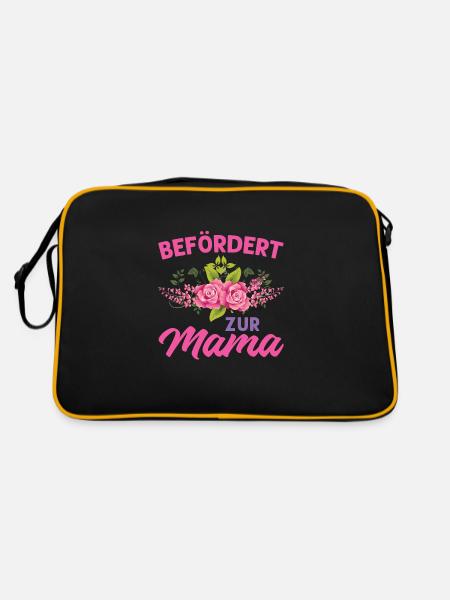 Mutter Mama Tochter Geschenk - Retro Tasche - Schwarz/Gold - Hinten