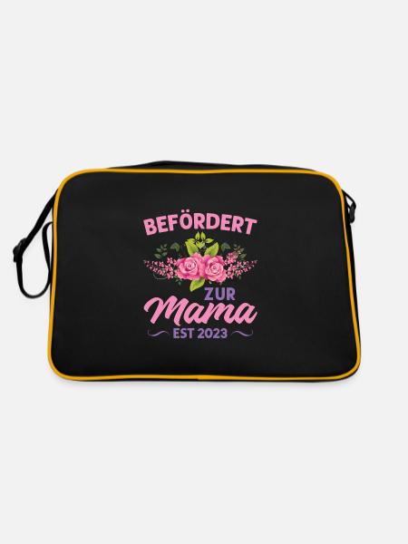 Mutter Mama Tochter Geschenk - Retro Tasche - Schwarz/Gold - Hinten