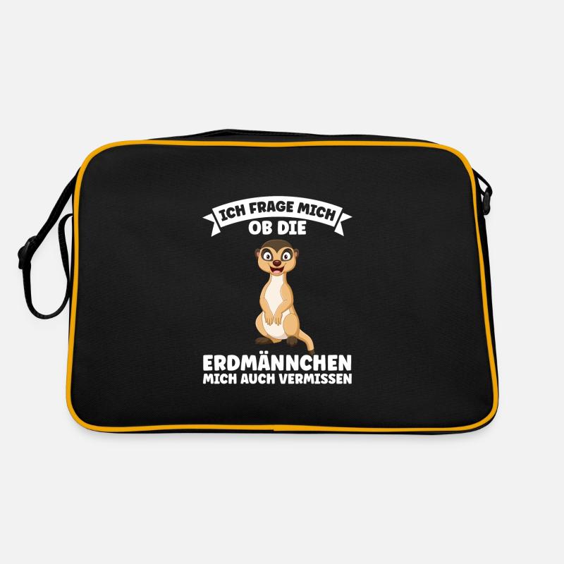 Tiere Erdmännchen Erdmännchene Geschenk - Retro Tasche - Schwarz/Gold